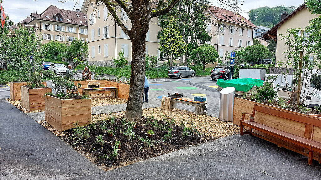 photo du jardin participatif devant le temple de Bellevaux
