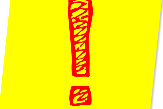 Point d'exclamation rouge sur fond jaune