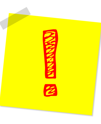 Point d’exclamation rouge sur fond jaune