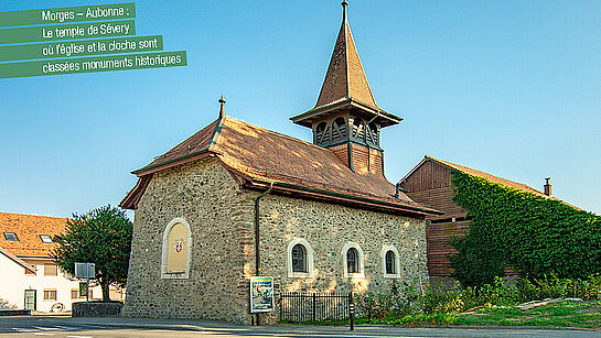 Regard en Région Morges - Aubonne sur février : le temple de Sévery où l'église et la cloche sont classées monuments historiques. 