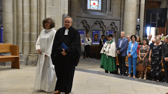 Les ministres officiants et les personnalités présents - Culte synodal de consécration et d'agrégation 2023 - ®EERV - Gérard Jaton
