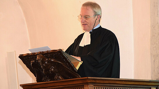 Le Conseiller synodal Jean-Baptiste Lipp lors de la prédication Le Conseiller synodal Jean-Baptiste Lipp