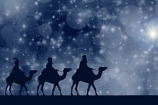 Rois mages sur leurs dromadaires