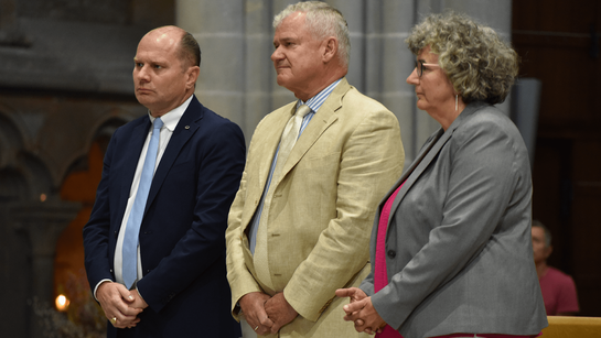 Philippe Leuba, Michel Blanc et Laurence Bohnenblust-Pidoux, nouveaux conseillers synodaux - Culte synodal de consecration et d'agrégation 2023 - ®EERV - Gérard Jaton