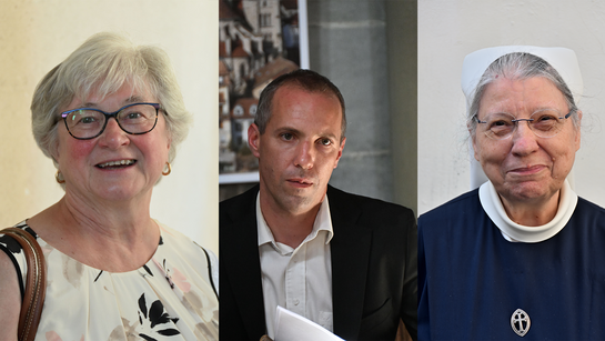 Claire-lise Wlatz, pste Commission de consécration, Christophe Collaud coordinateur SVCC, et Soeur Annick Bravais de la Cté St-Loup