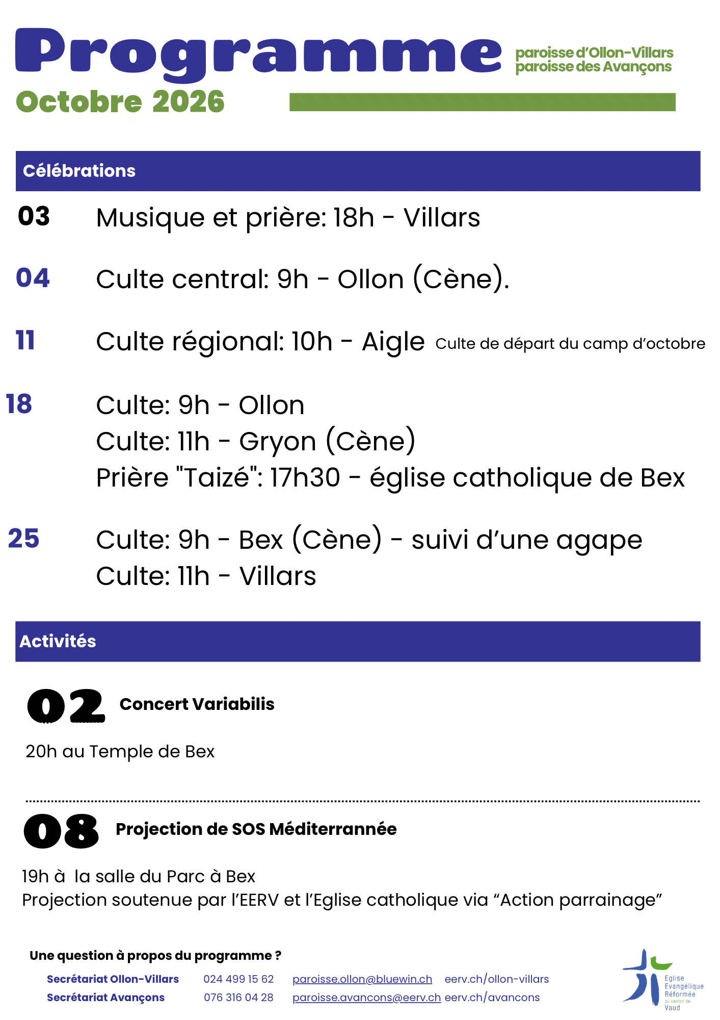 Programme octobre 