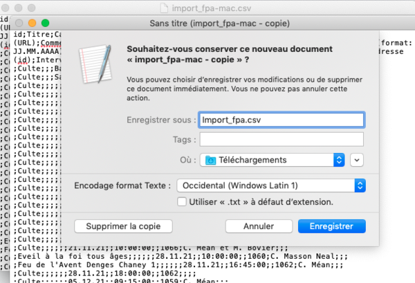 Choix des options dans TextEdit (Mac)