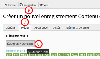 capture d'écran : onglet Média, ajouter un fichier