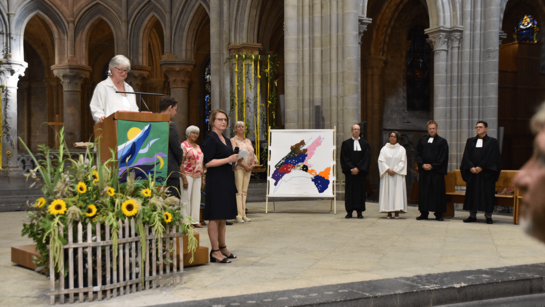 Accueil des animateurs.rices d'Eglise par Claire-Lise Watz, présidente de la Commission de consécration, et Anne Abruzzi, présidente du Conseil synodal - ®EERV - Gérard Jaton 