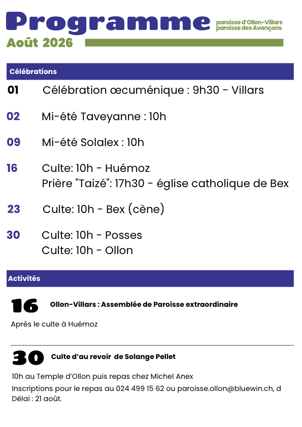 Programme août 