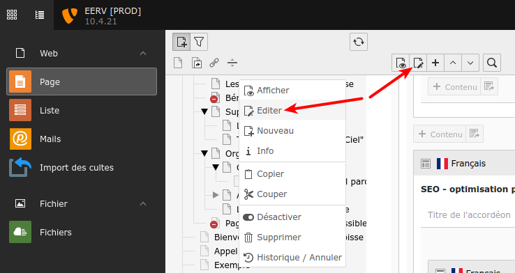 bouton "éditer la page" bouton "éditer la page"