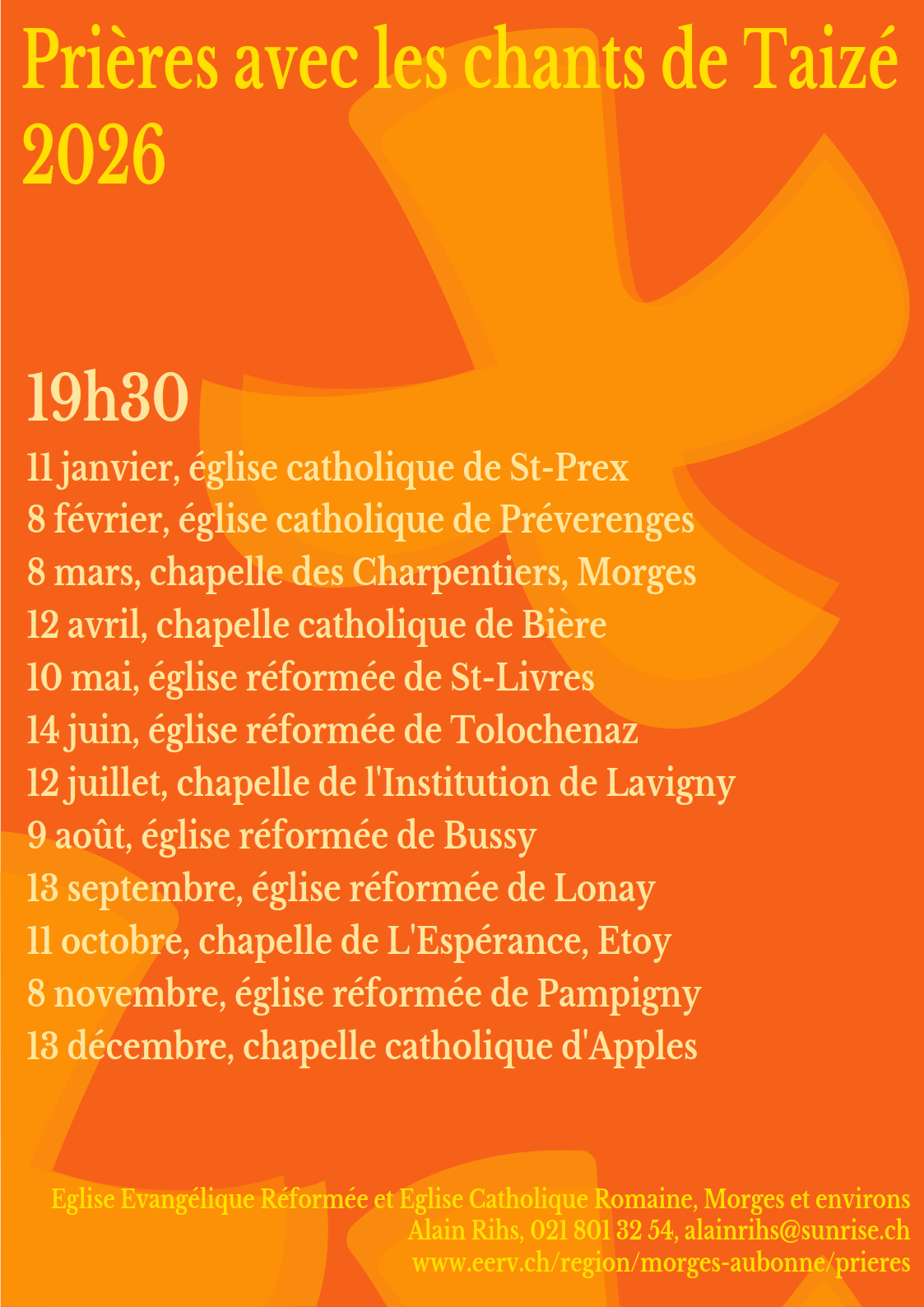 Affiche 2026 des prières avec les chants de Taizé