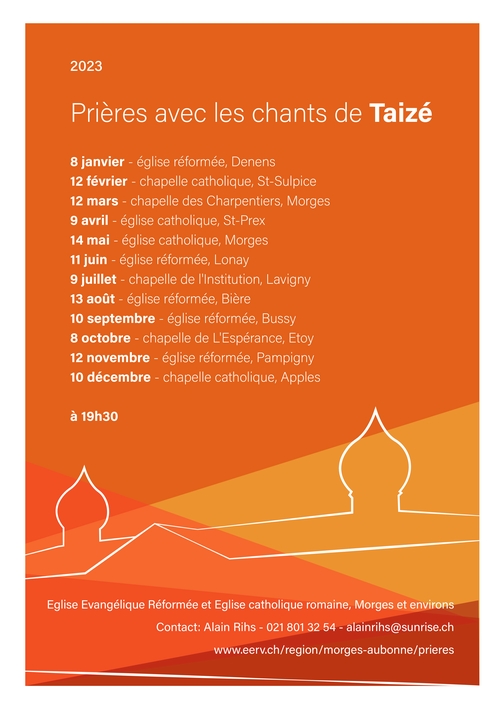 Affiche 2023 des prières avec les chants de Taizé