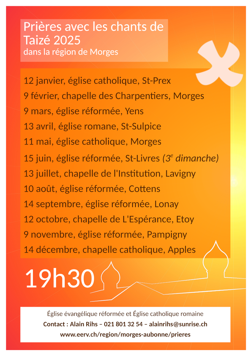 Affiche 2025 des prières avec les chants de Taizé